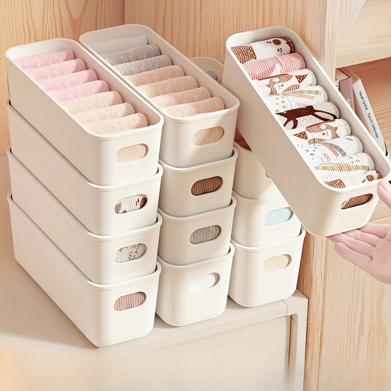 Baby Clothes Organiser - 4pcs White Plastic Storage Boxes -