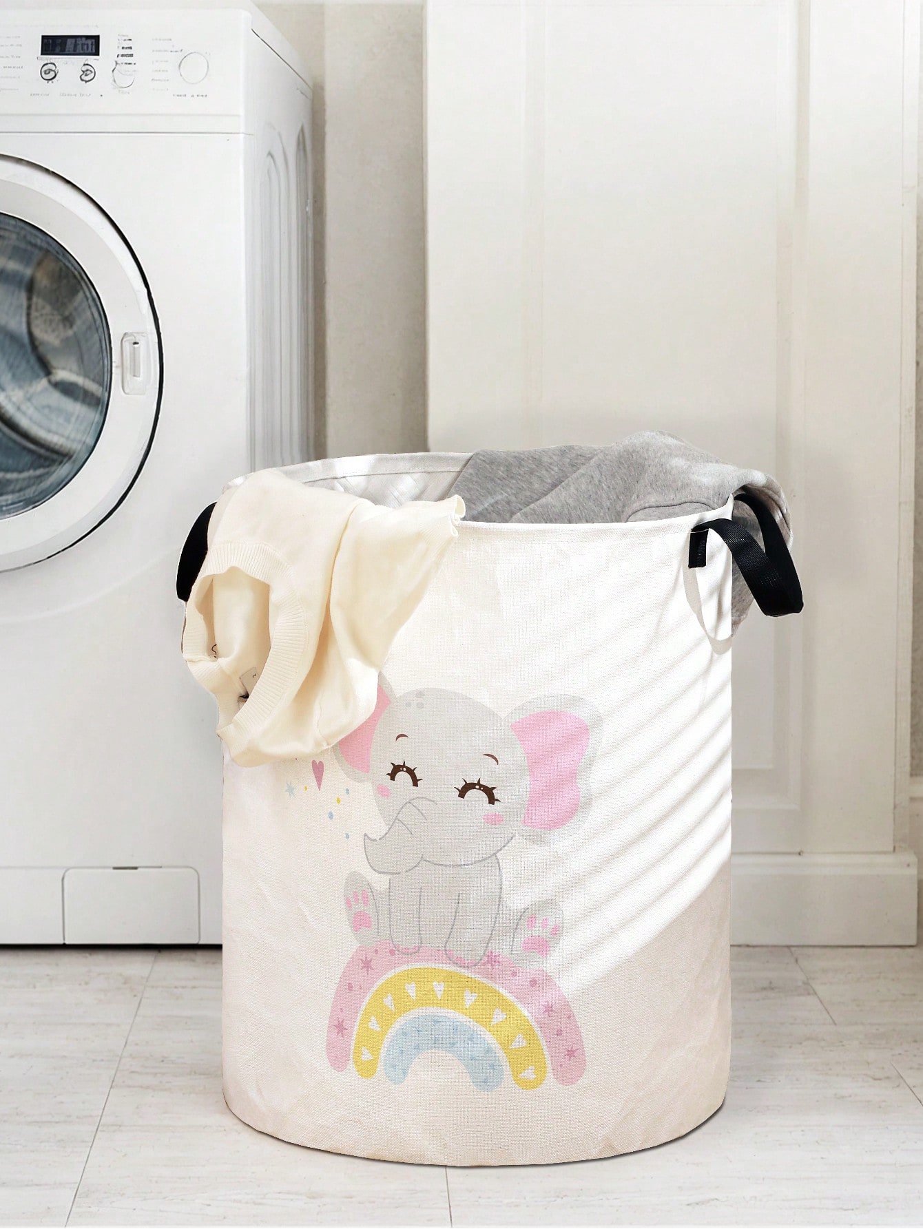 Baby Clothes Organiser - Small Elephant Laundry Basket Foldable Large