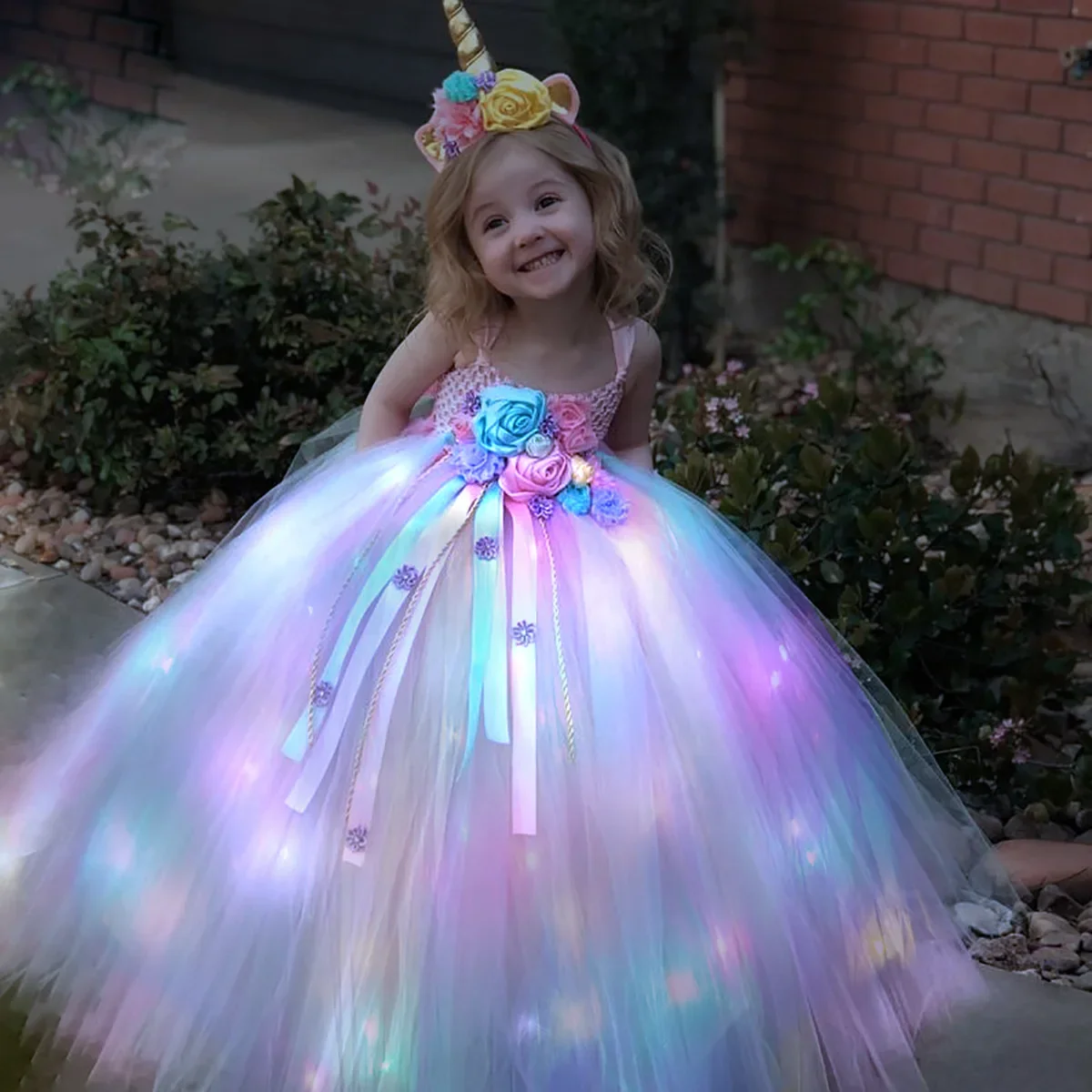 Baby Tutu Skirt - Gilrs Long LED Unicorn Tutu Dress